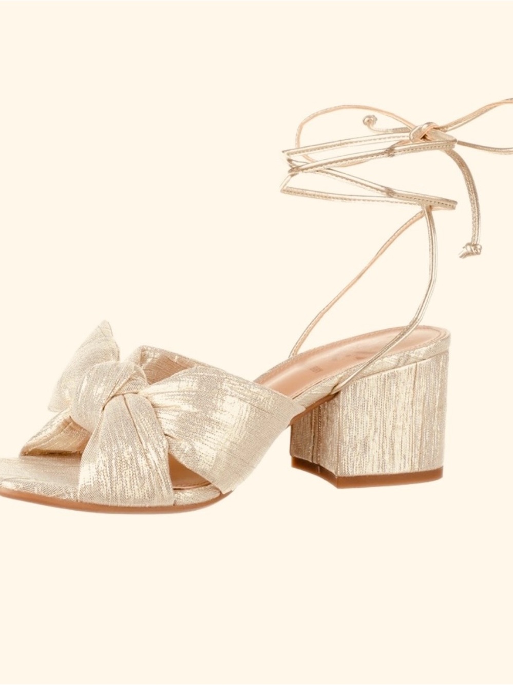 ❤️Sam & Libby Women’s Gold Block Heel Sandals with Ankle Tie New in Box Size 8 - Picture 9 of 11